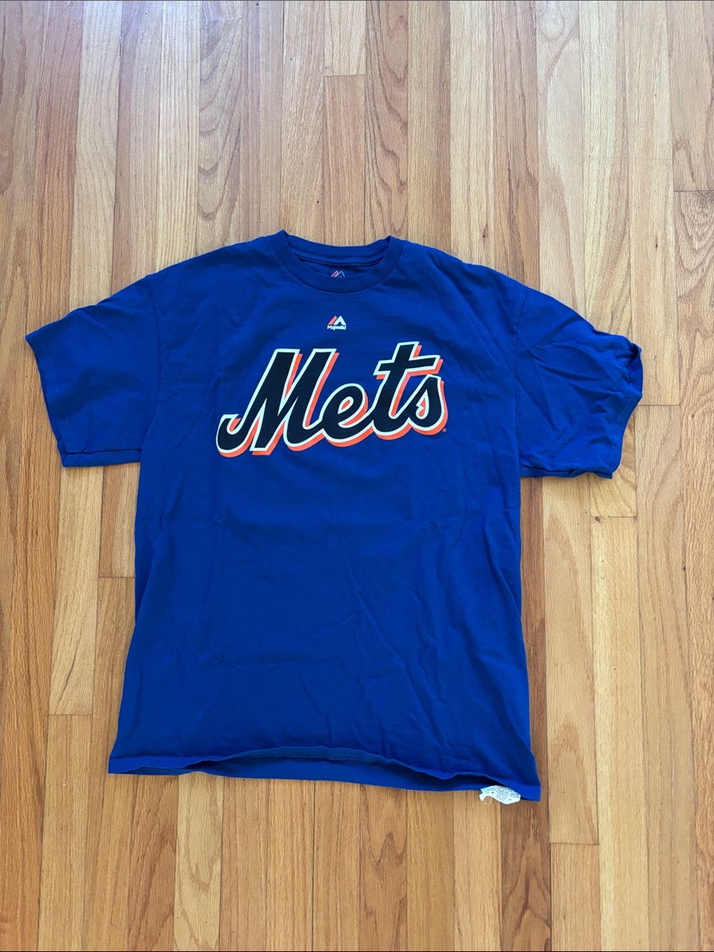 Majestic Mets Royal Blue Script Tee with Orange & White Accents - Pedro Martinez
